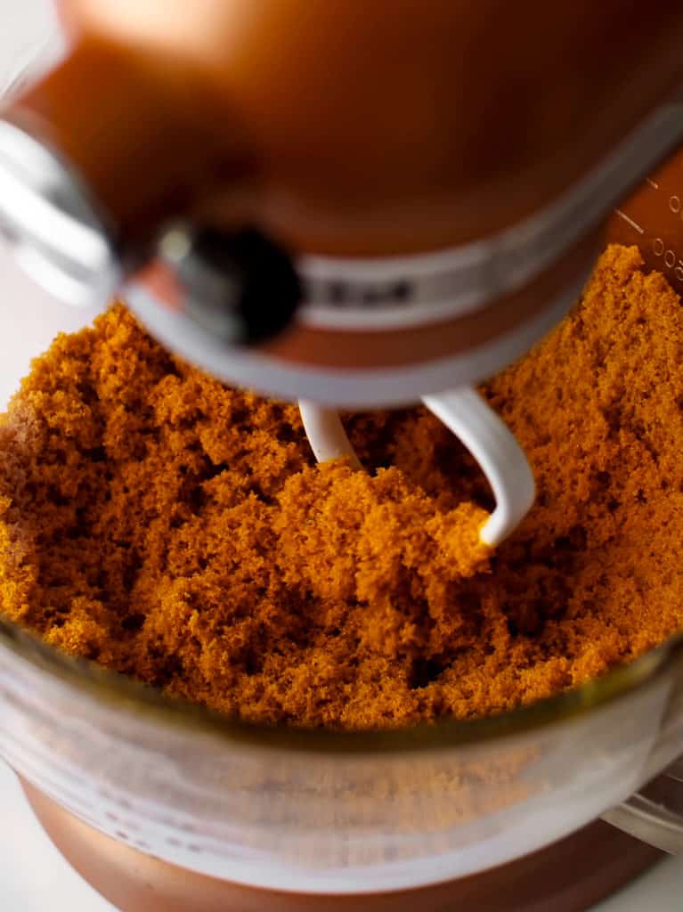 Sugar and molasses fully combined to make brown sugar.