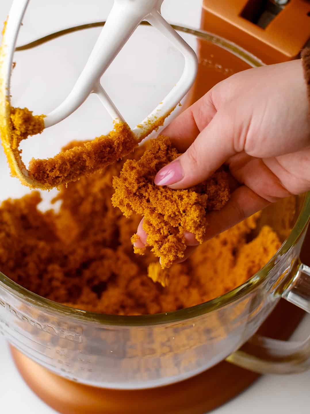 Sugar and molasses fully combined to make brown sugar.