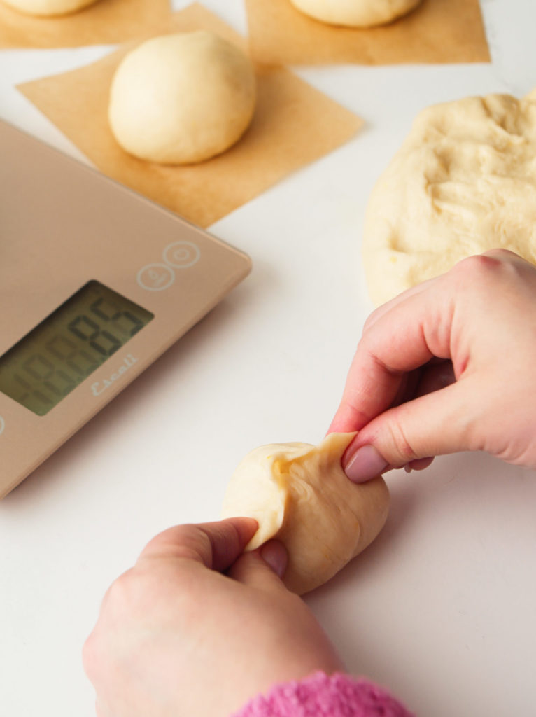 Brioche dough balls.