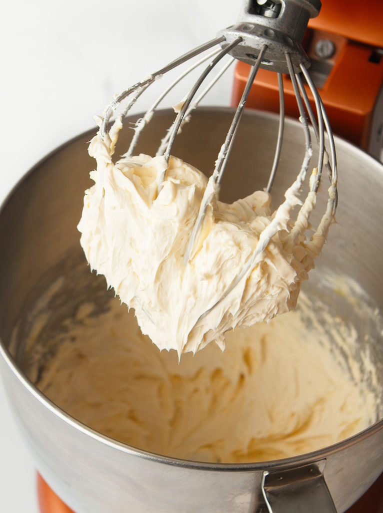 Cream filling in kitchen aid mixer.