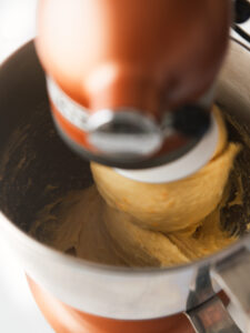 Cozonac Babka dough in stand mixer.