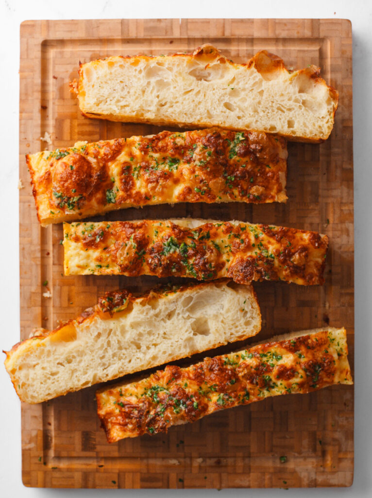 Garlic Bread Focaccia slices.