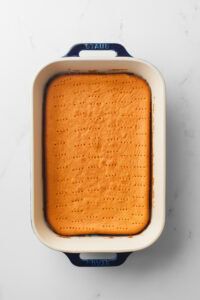Tres Leches Cake baked until golden.