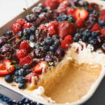 Cake layers revealed with slice remove from the pan.