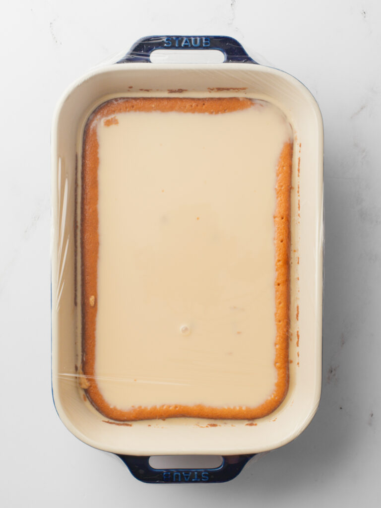 Tres Leches Cake with milk soak.