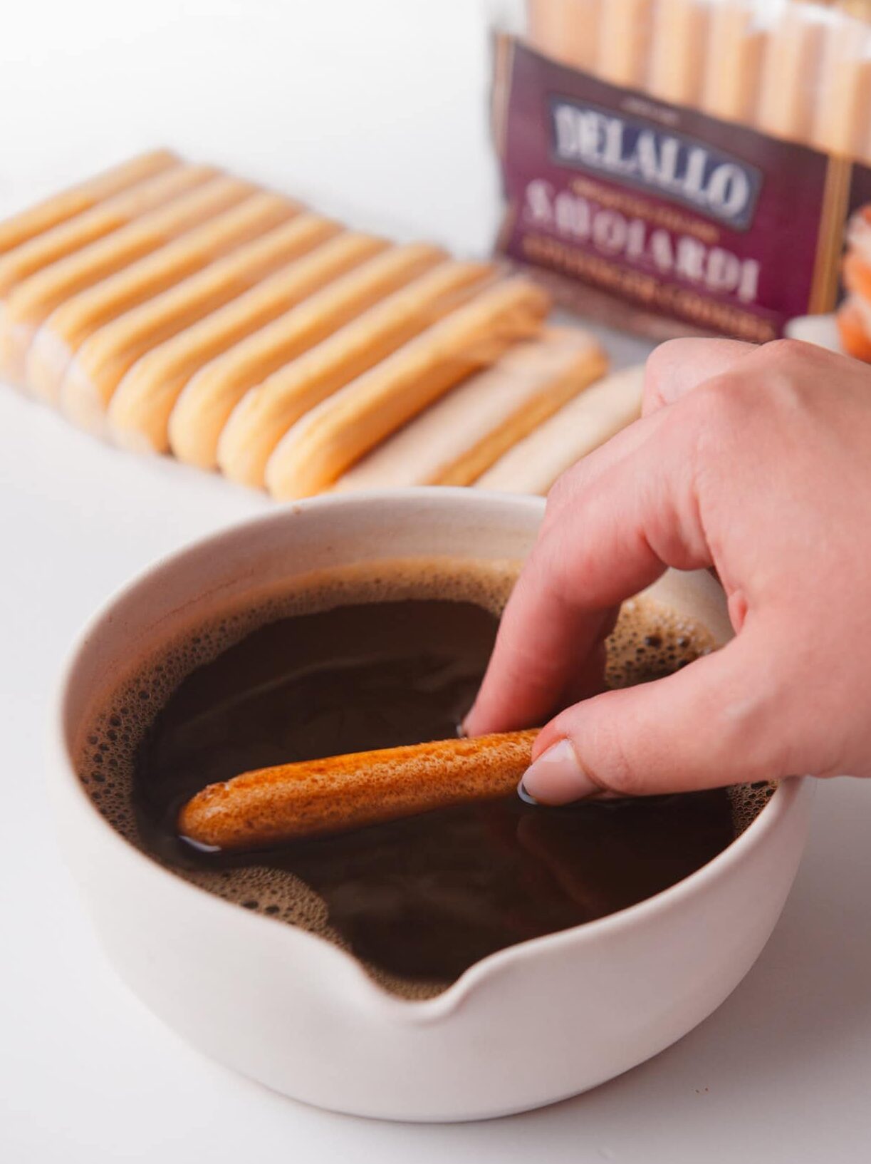 Ladyfinger cookies dipped in coffee.